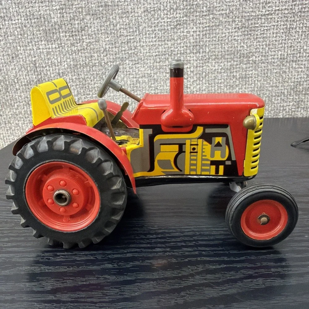 ZETOR Tin Windup Farm Tractor and trailer Kovap Czech Republic NO KEY AS IS